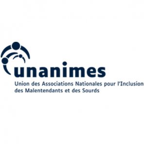 Logo UNANIMES, Union des Associations Nationales pour l'inclusion des Malentendants et des Sourds