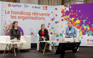 URRH 2023 - Photo des intervenants de la conférence "Les stades à l’entreprise : l’onde des JOP Paris 2024 sur le handicap"