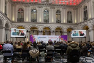 URRH 2023 - Photo de l'assemblée durant la conférence " Les stades à l’entreprise : l’onde des JOP Paris 2024 sur le handicap"