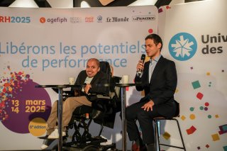 Gaël Rivière, Président Fédération Française Handisport, prend la parole lors d'un En Direct avec, animé par Yanis Bacha, Directeur communication de l'Agefiph